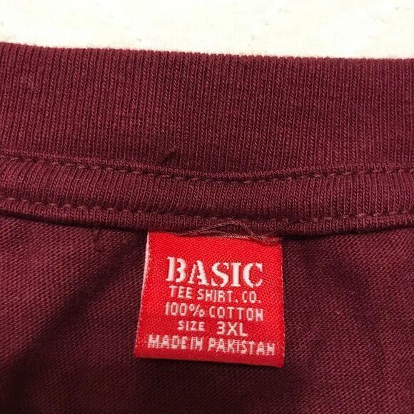 Basic Tee Shirt Co maroon long sleeve T shirt 3XL - Picture 2 of 2